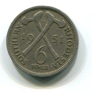 1951 Southern Rhodesia 6p Coin (b757-8)